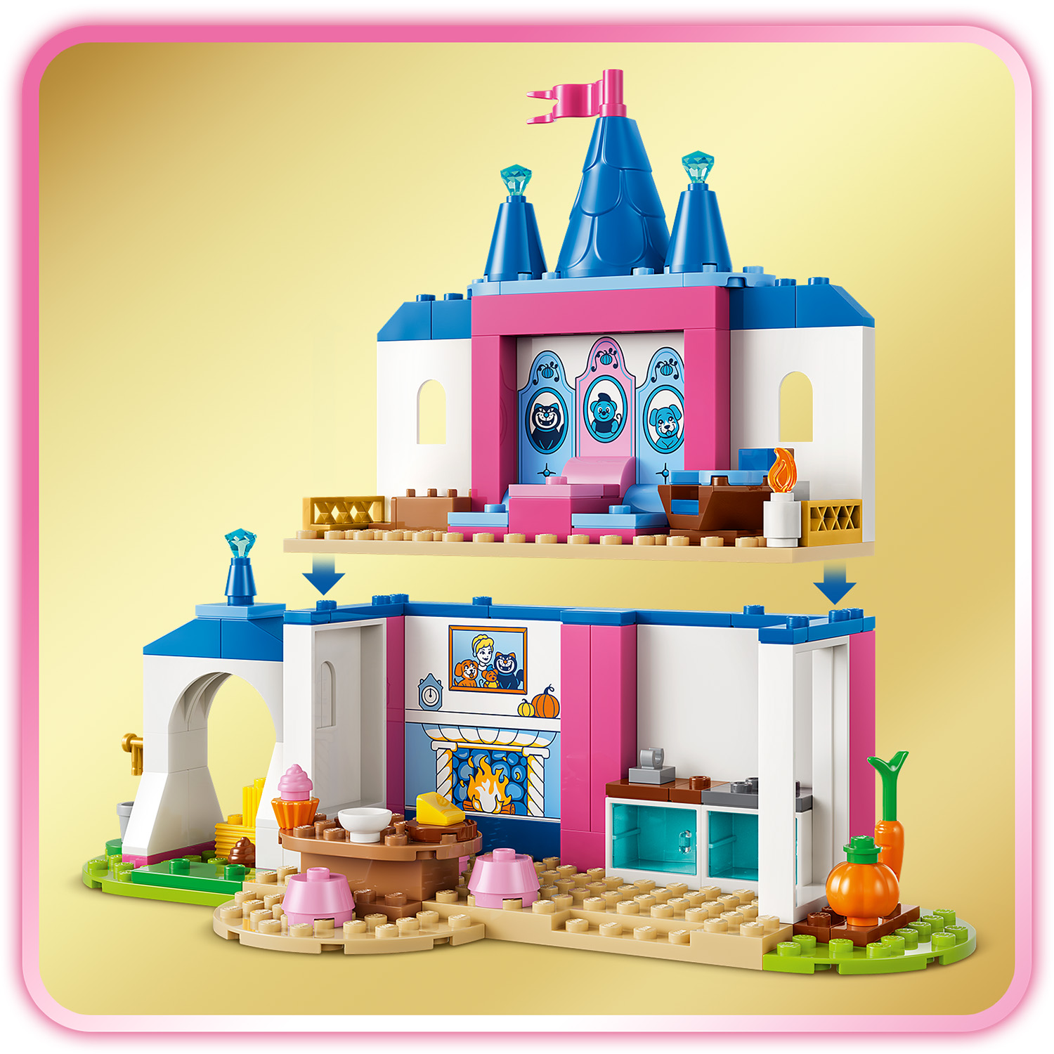 Zweistöckiges Schloss mit Stall