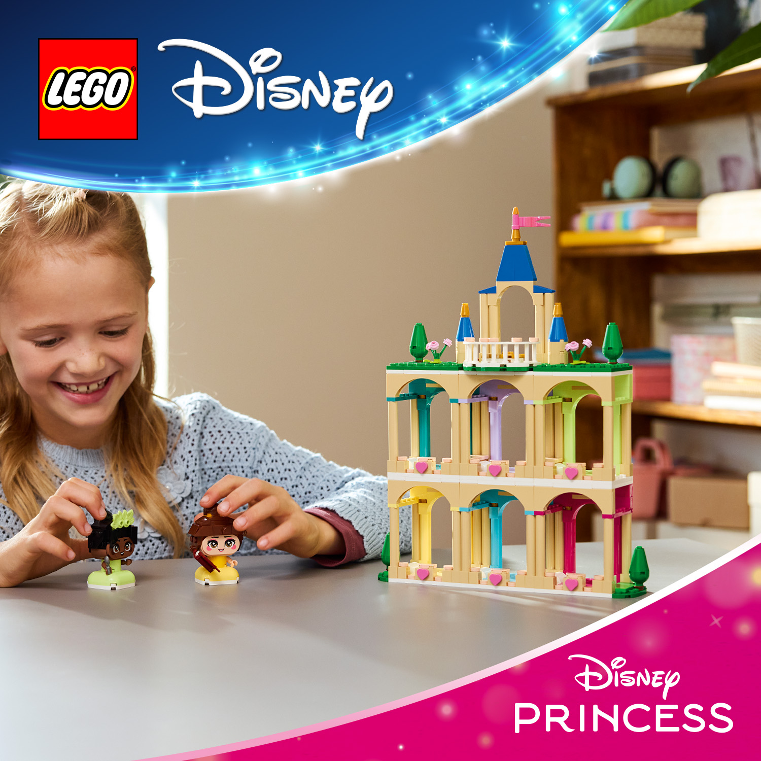 Gebaute Minifiguren und ein Schloss zum Ausstellen