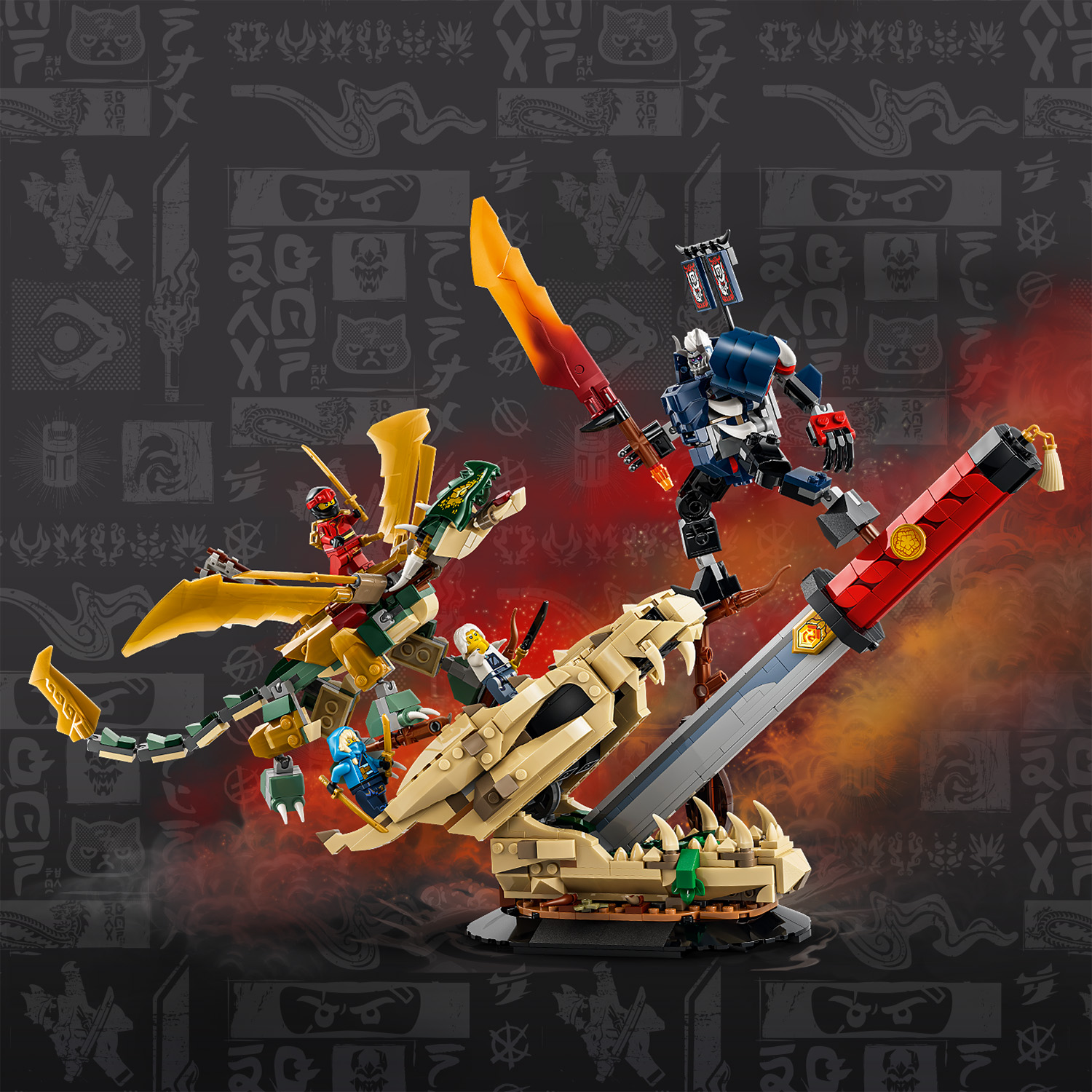 Dekoration mit Mech und Drache