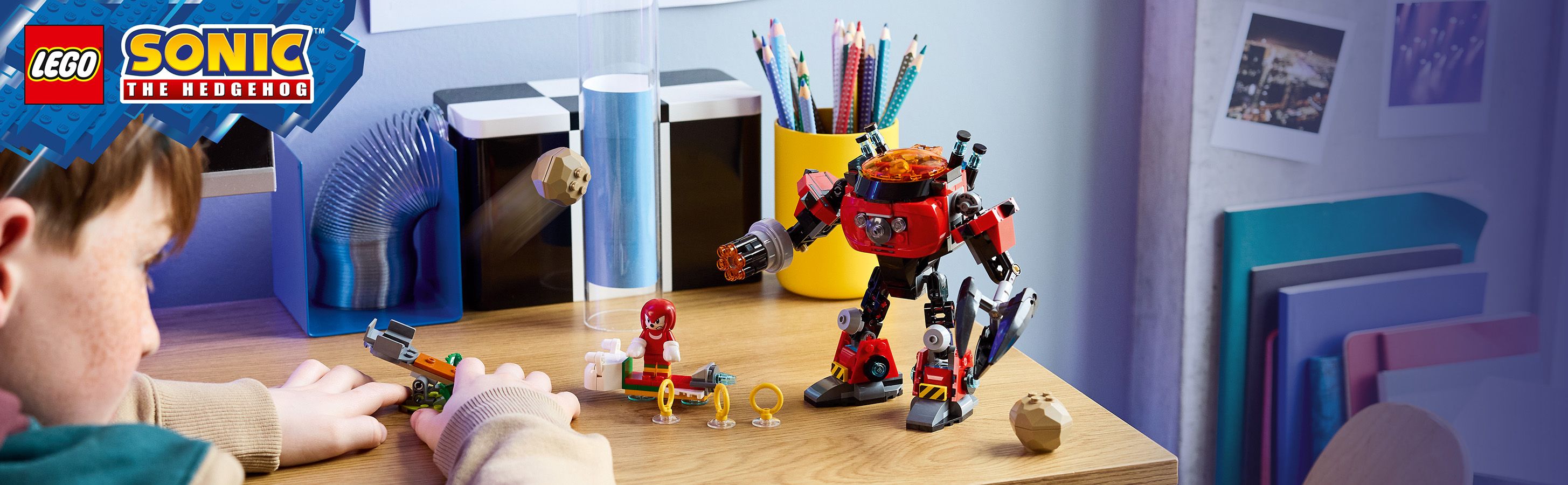 Beweglicher Mech mit Knuckles und Dr. Eggman