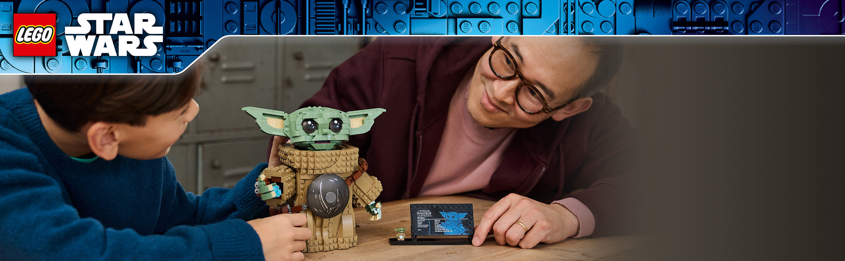 Grogu-Figur aus LEGO Steinen für eine verspielte Präsentation