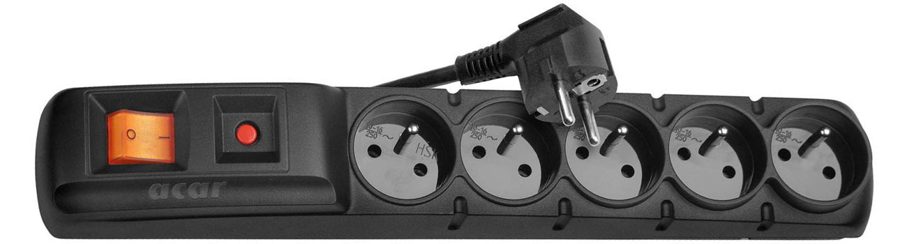 Acar F5 1,5m schwarz 5 Steckdosen