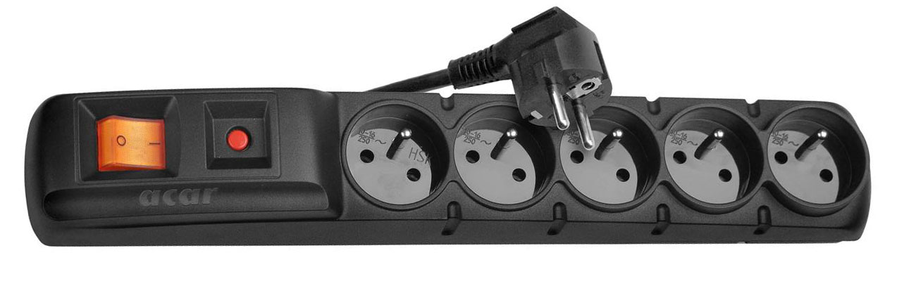 Steckdosenleiste HSK DATA Acar F5 3m schwarz (5 Steckdosen)