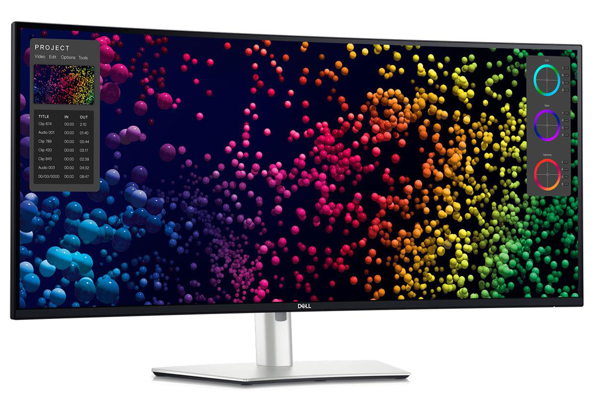 Monitor Dell U4025QW - Blick von vorne im Winkel