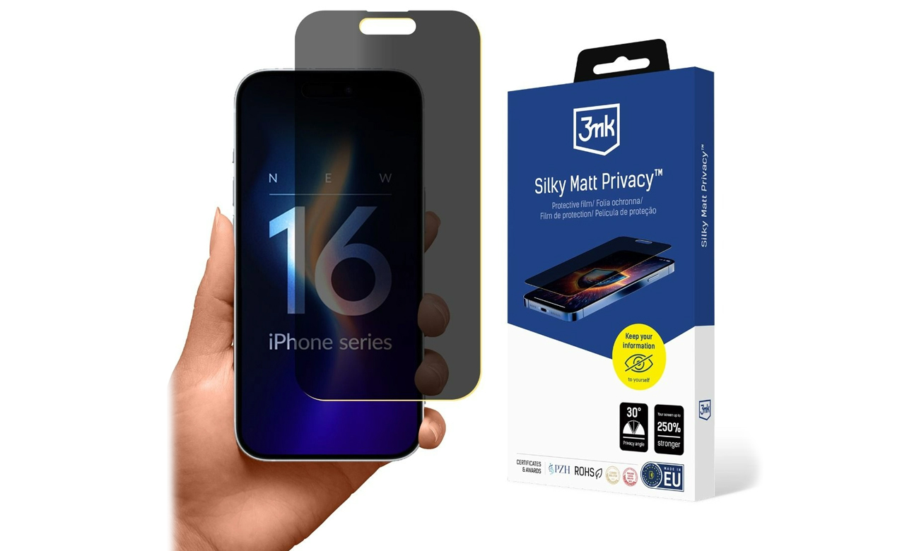 3mk Silky Matt Privacy Glas für iPhone 16