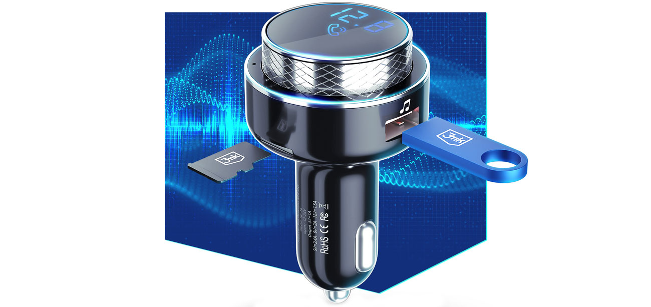 FM-Transmitter 3mk Hyper Car (Bluetooth, USB, microSD)