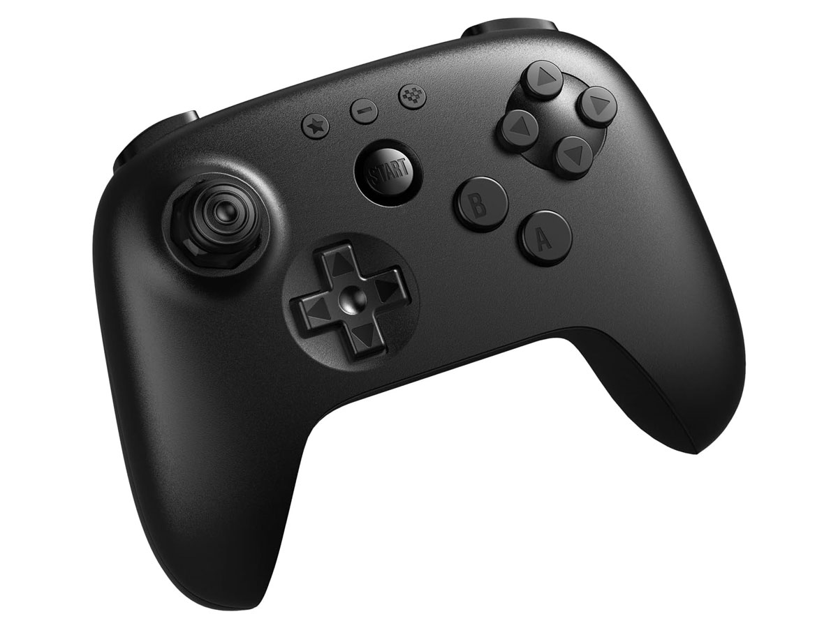 8BitDo 64 Bluetooth Controller Schwarz – Vorderansicht schräg