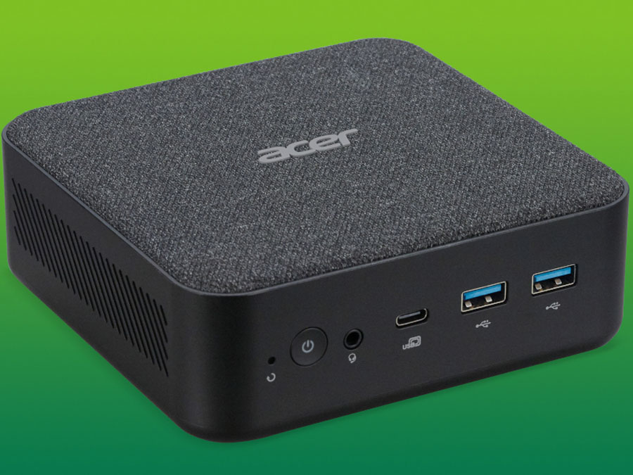 Acer Revo Box Anschlüsse an der Vorderseite des Gehäuses