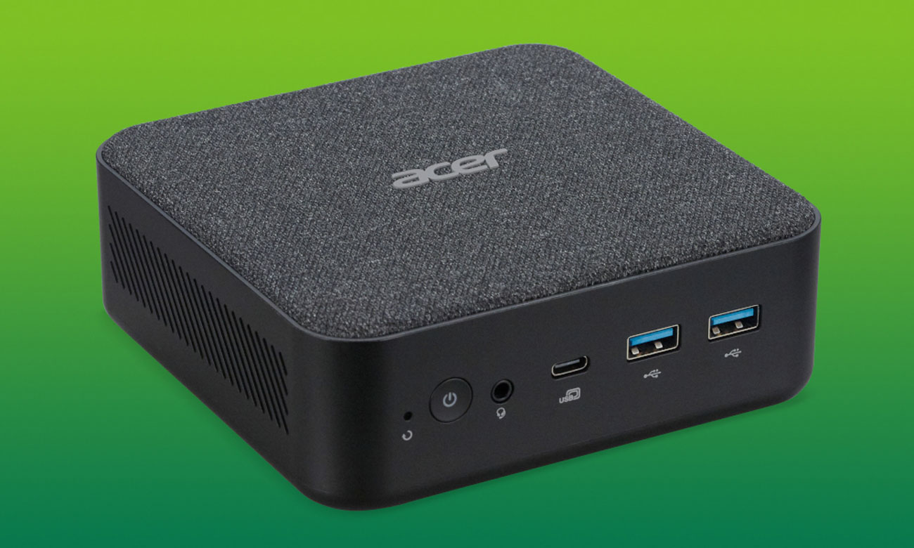 Acer Revo Box Anschlüsse an der Vorderseite des Gehäuses