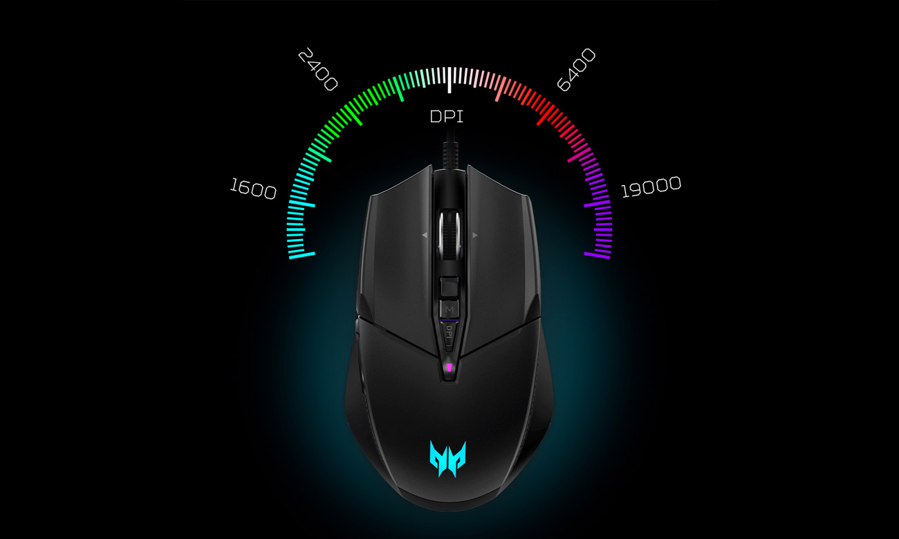 Acer Predator Cestus 335 Draufsicht, DPI-Werte