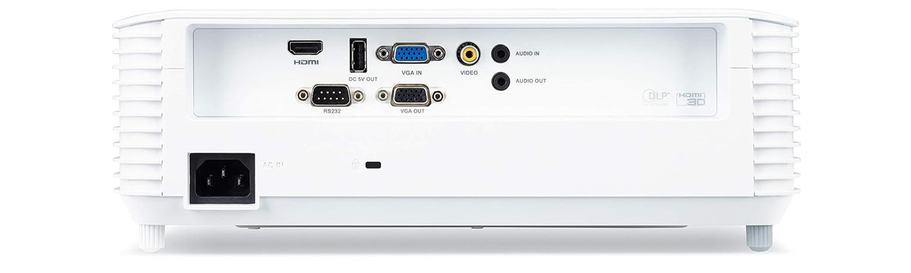 Acer S1386WH Rückansicht, Anschlüsse