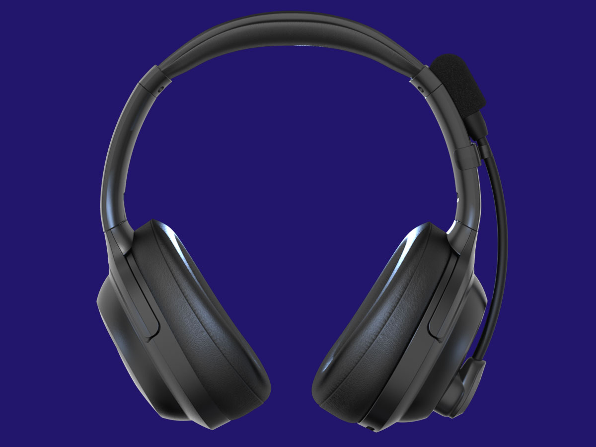 Wireless-Kopfhörer AceZone A-Blaze - Ansicht von vorne im Winkel, Grafik mit Hintergrund