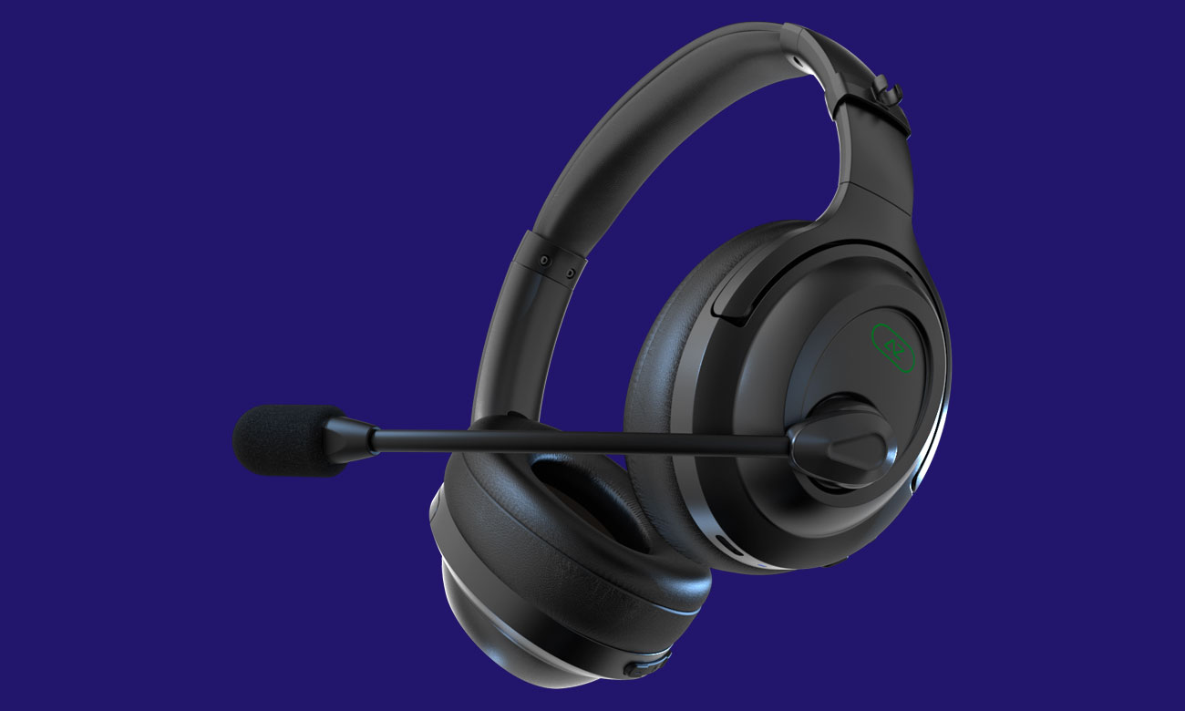 Wireless-Kopfhörer AceZone A-Blaze - Ansicht von vorne im Winkel, Grafik mit Hintergrund