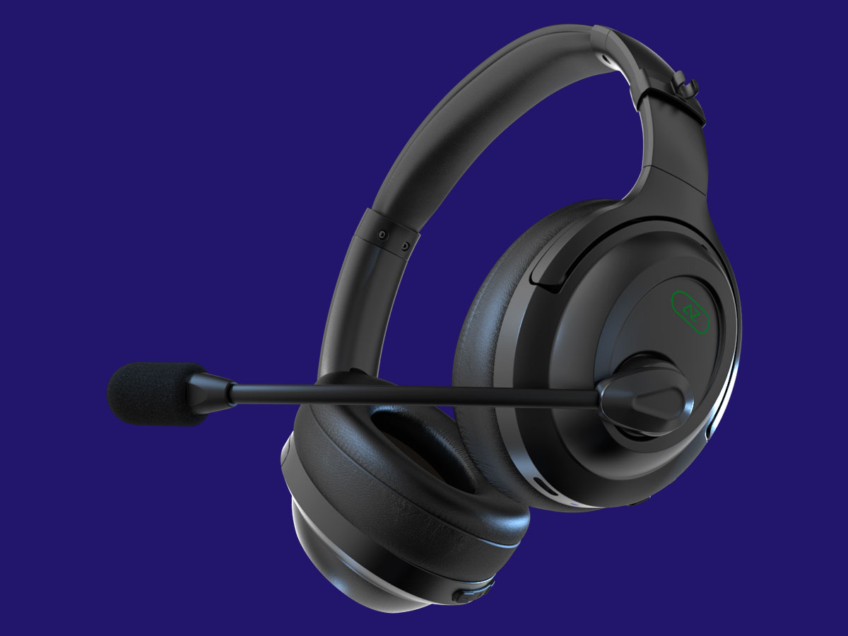 Wireless-Kopfhörer AceZone A-Blaze - Ansicht von vorne im Winkel, Grafik mit Hintergrund