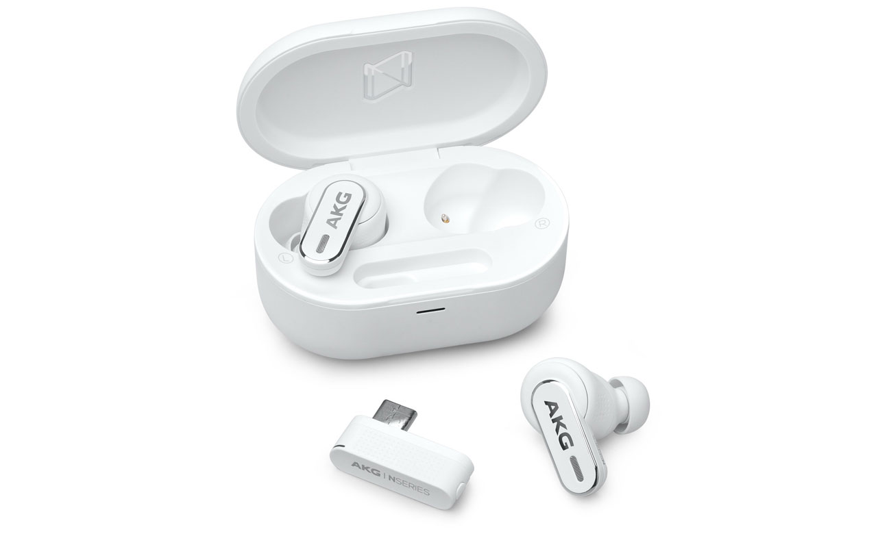 Słuchawki bezprzewodowe AKG N5 Hybrid ANC Białe - Widok od przodu pod kątem
