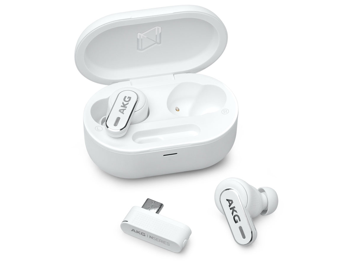 Słuchawki bezprzewodowe AKG N5 Hybrid ANC Białe - Widok od przodu pod kątem