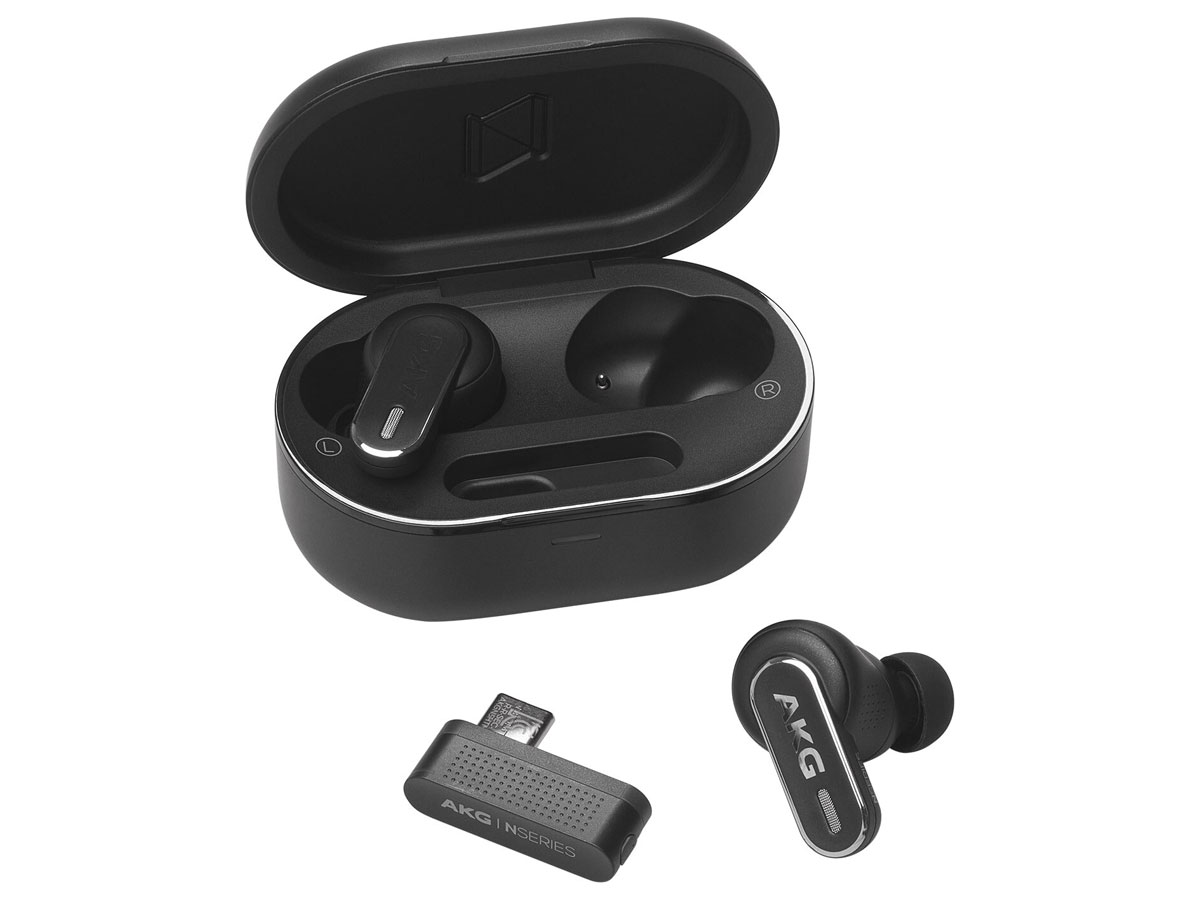 Bezprzewodige Kopfhörer AKG N5 Hybrid ANC Schwarz - Ansicht von vorne im Winkel