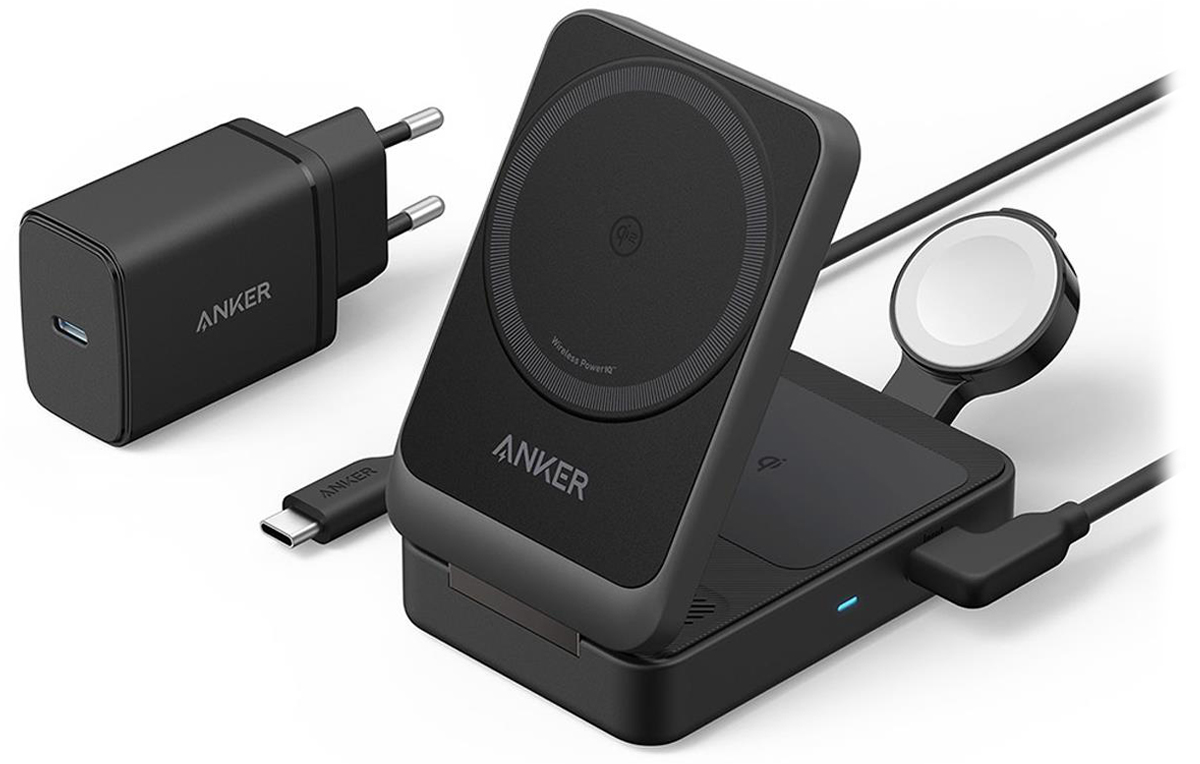 Anker MagGo Wireless Charging Station Qi 2.0 15W 3-in-1