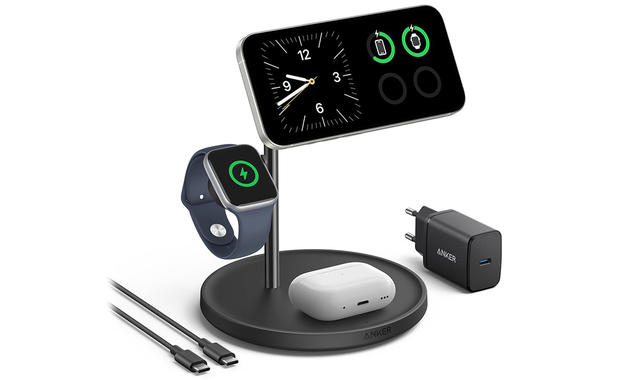 Anker MagGo Wireless Charging Station Qi 2.0 15W 3-in-1 schwarz