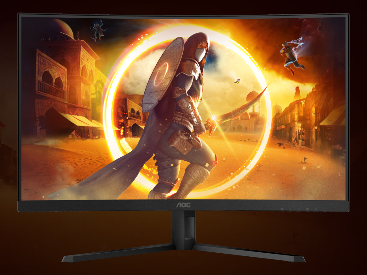 Monitor AOC CQ32G4VE - Ansicht von vorne, Grafik mit Hintergrund