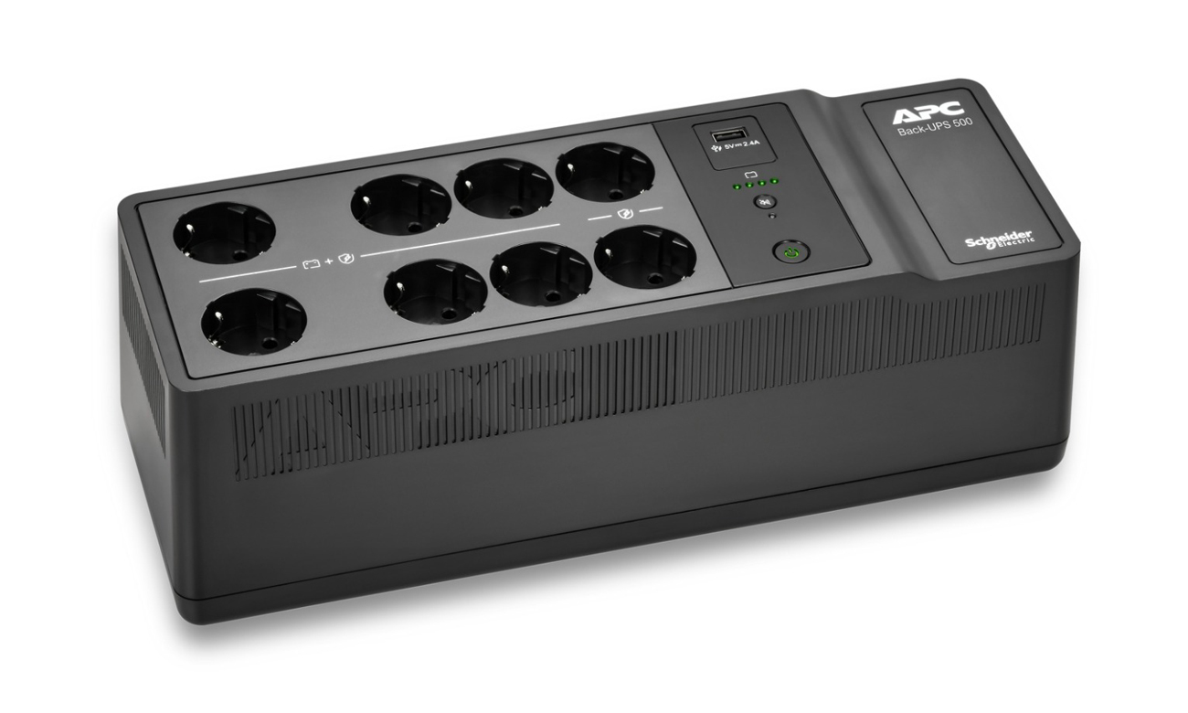 APC Back-UPS BE500G2-GR, 500VA/300W 230V, 8 Schuko-Steckdosen, USB-A