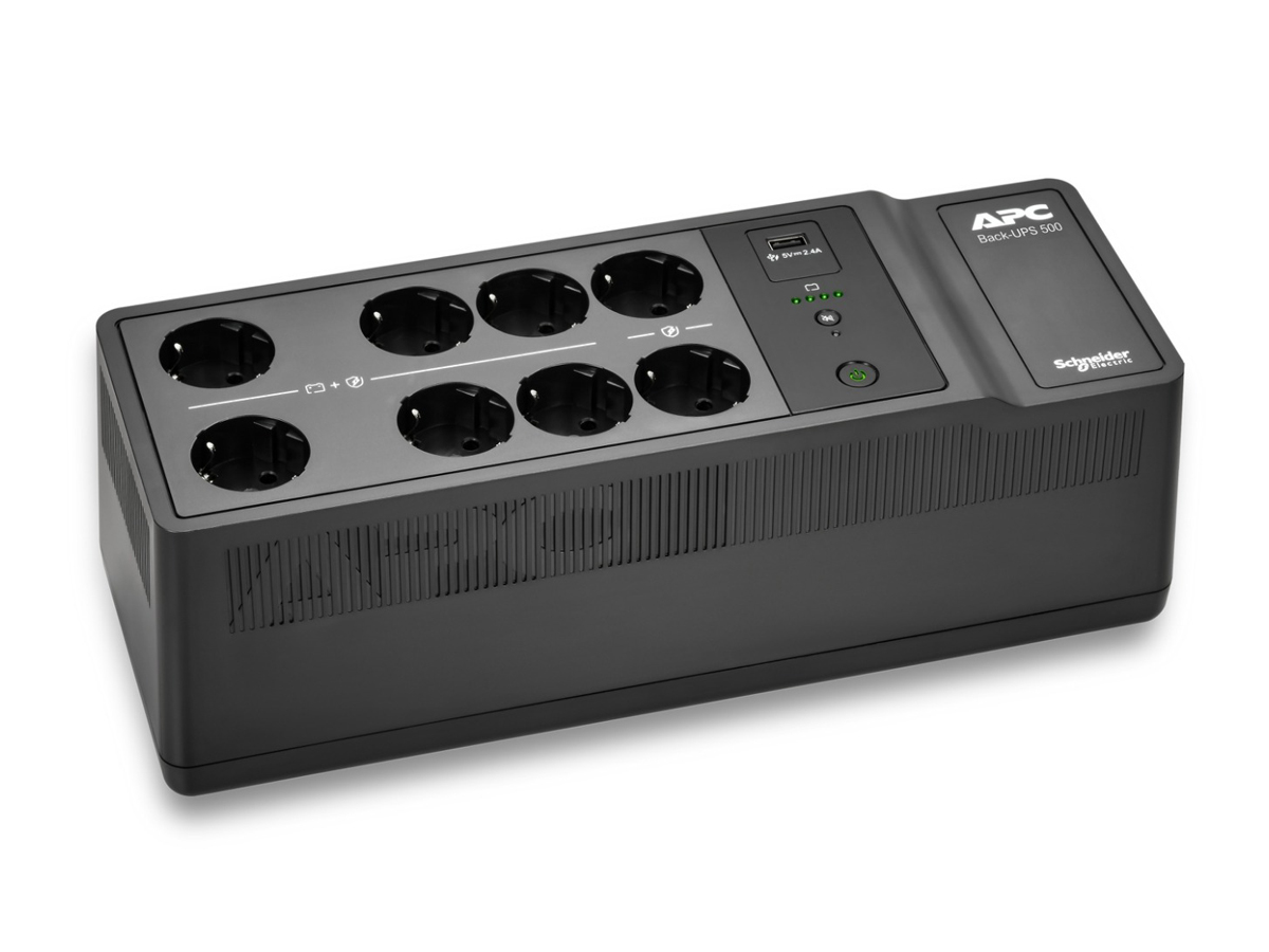 APC Back-UPS BE500G2-GR, 500VA/300W 230V, 8 Schuko-Steckdosen, USB-A