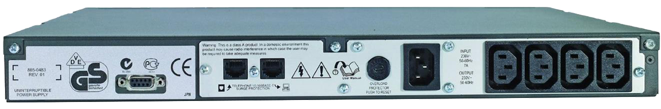 APC Smart-UPS SC 450VA SC450RMI1U Rückansicht