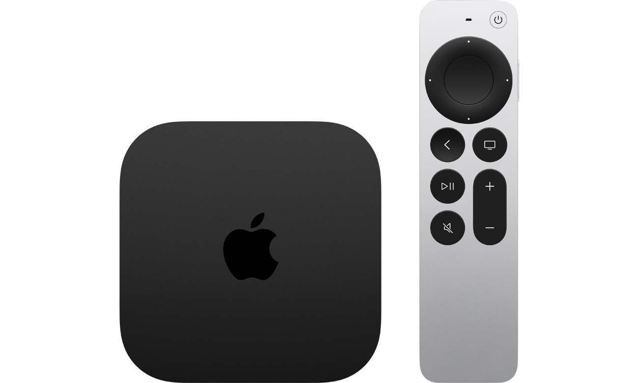 Apple TV 4K 64 GB (2022) - Frontansicht + Fernbedienung