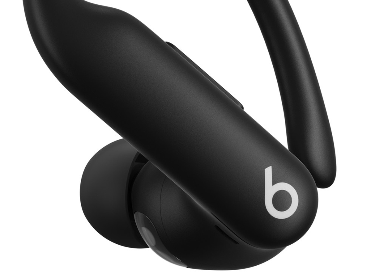 Apple Powerbeats Pro 2 Kopfhörer Unübertroffenes Schwarz - Nahaufnahme des linken Kopfhörers