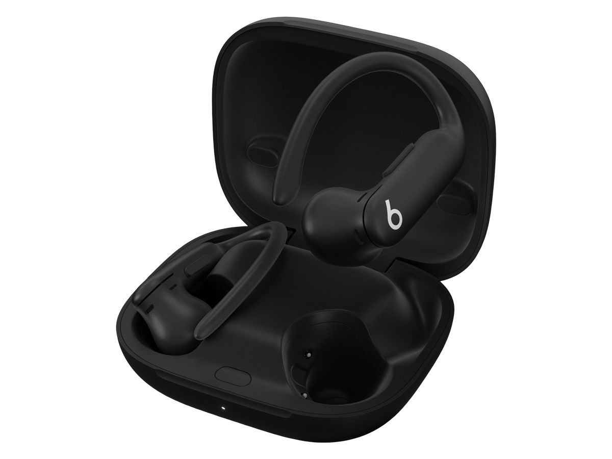 Apple Powerbeats Pro 2 Kopfhörer Unübertroffenes Schwarz - Gesamtansicht mit geöffnetem Ladeetui