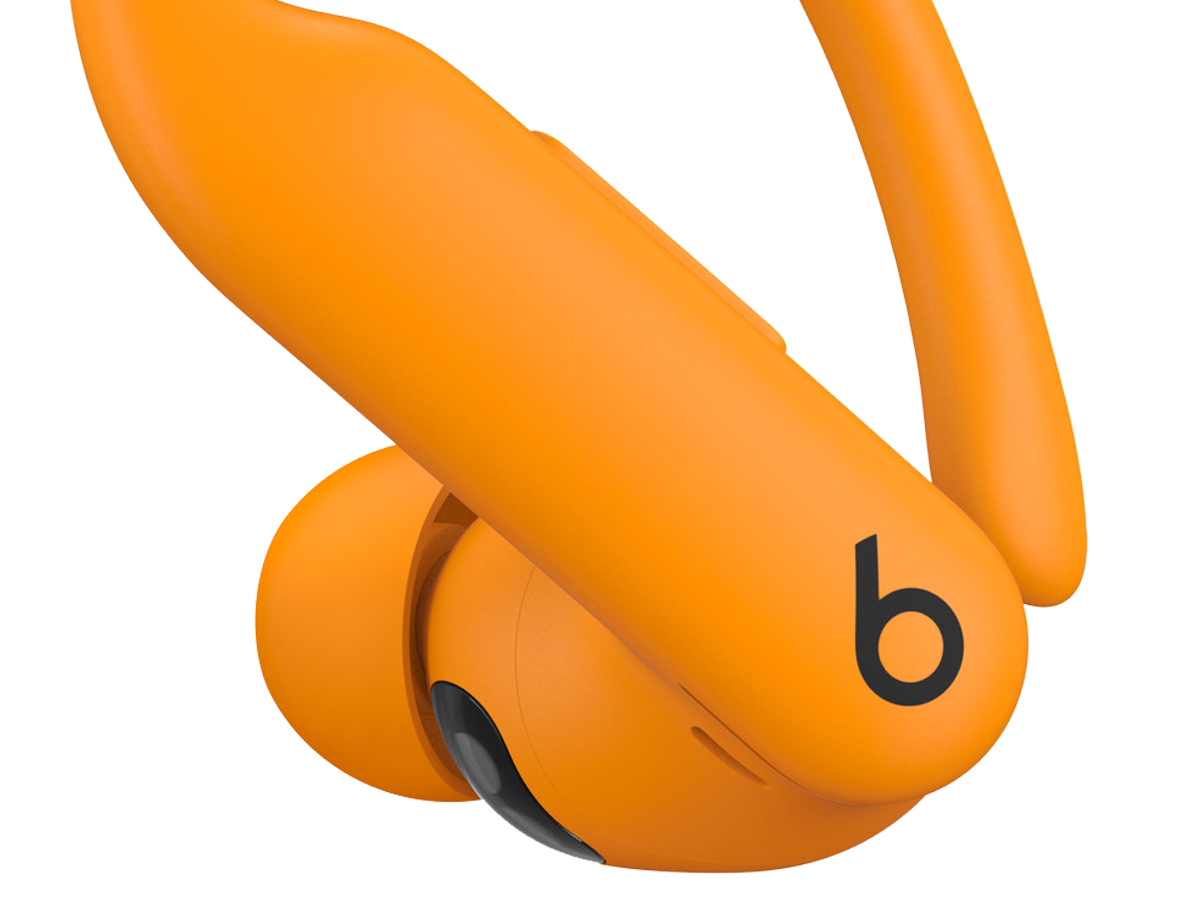 Apple Powerbeats Pro 2 Kopfhörer Elektrisierendes Orange - Nahaufnahme des linken Kopfhörers