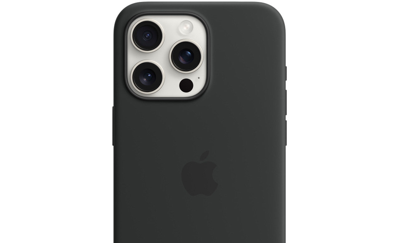 Silikonhülle mit MagSafe für iPhone 15 Pro Max Schwarz - Nahaufnahme