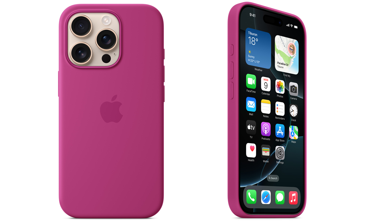 Silikonhülle MagSafe für Apple iPhone 16 Pro Lebhaftes Rosa - Gesamtansicht