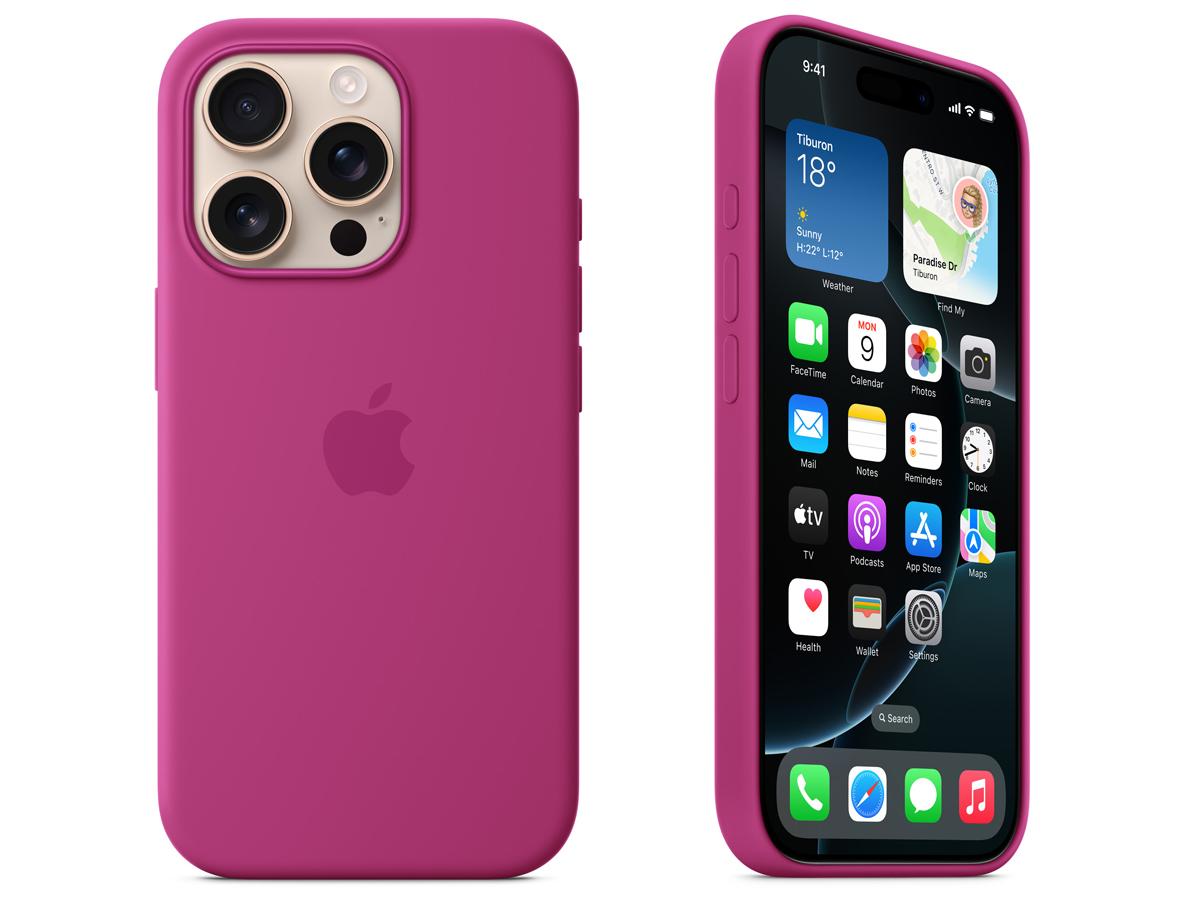 Silikonhülle MagSafe für Apple iPhone 16 Pro Lebhaftes Rosa - Gesamtansicht