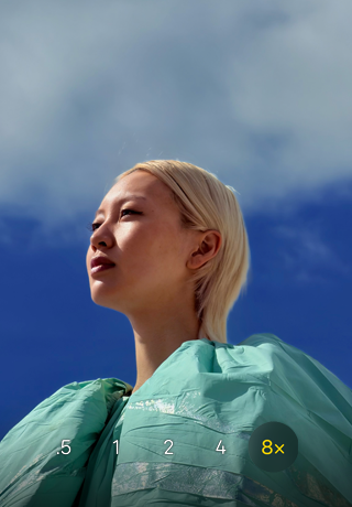 Kamera-App auf dem iPhone 17 Pro, optischer Zoom 0,5x, 1x, 2x, 4x und 8x, 8x-Zoom ausgewählt