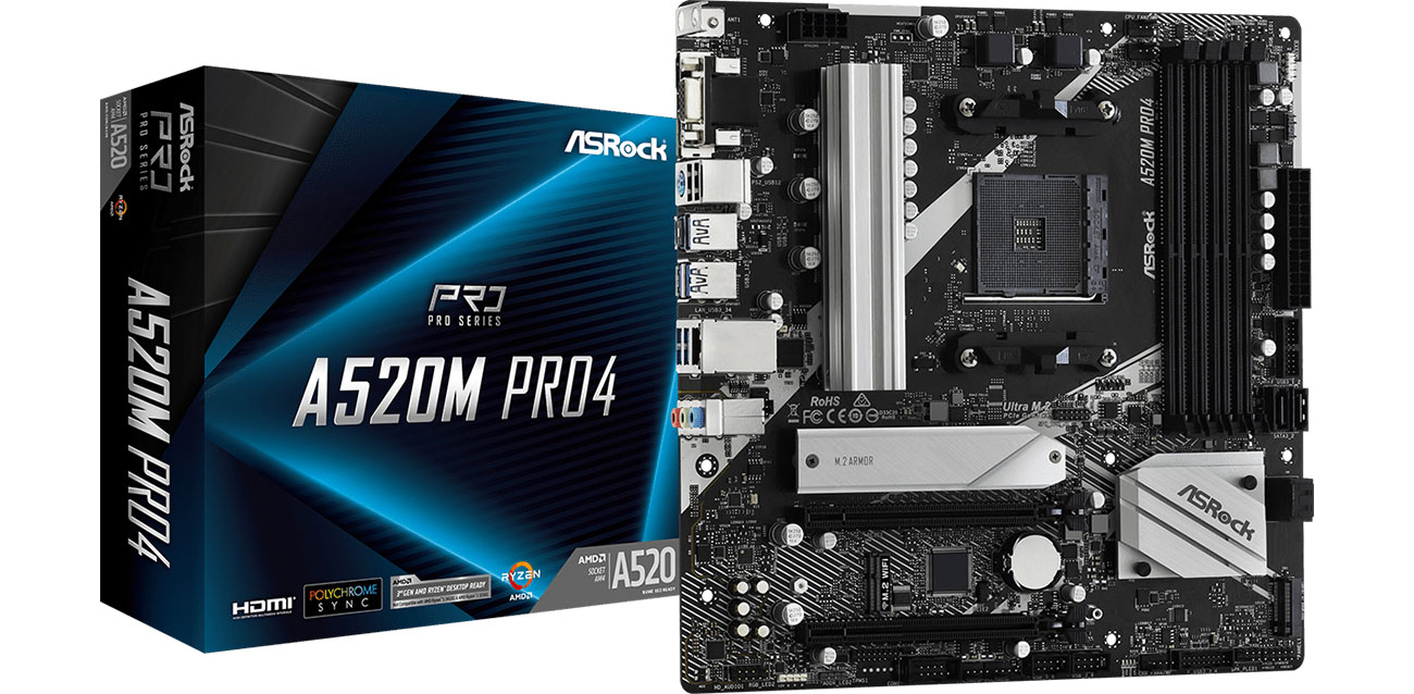 Płyta główna Socket AM4 ASRock A520M Pro4
