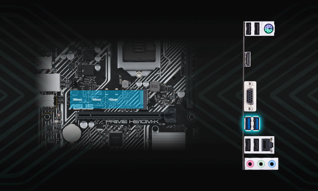 ASUS PRIME H510M-K - Złącza M.2, USB