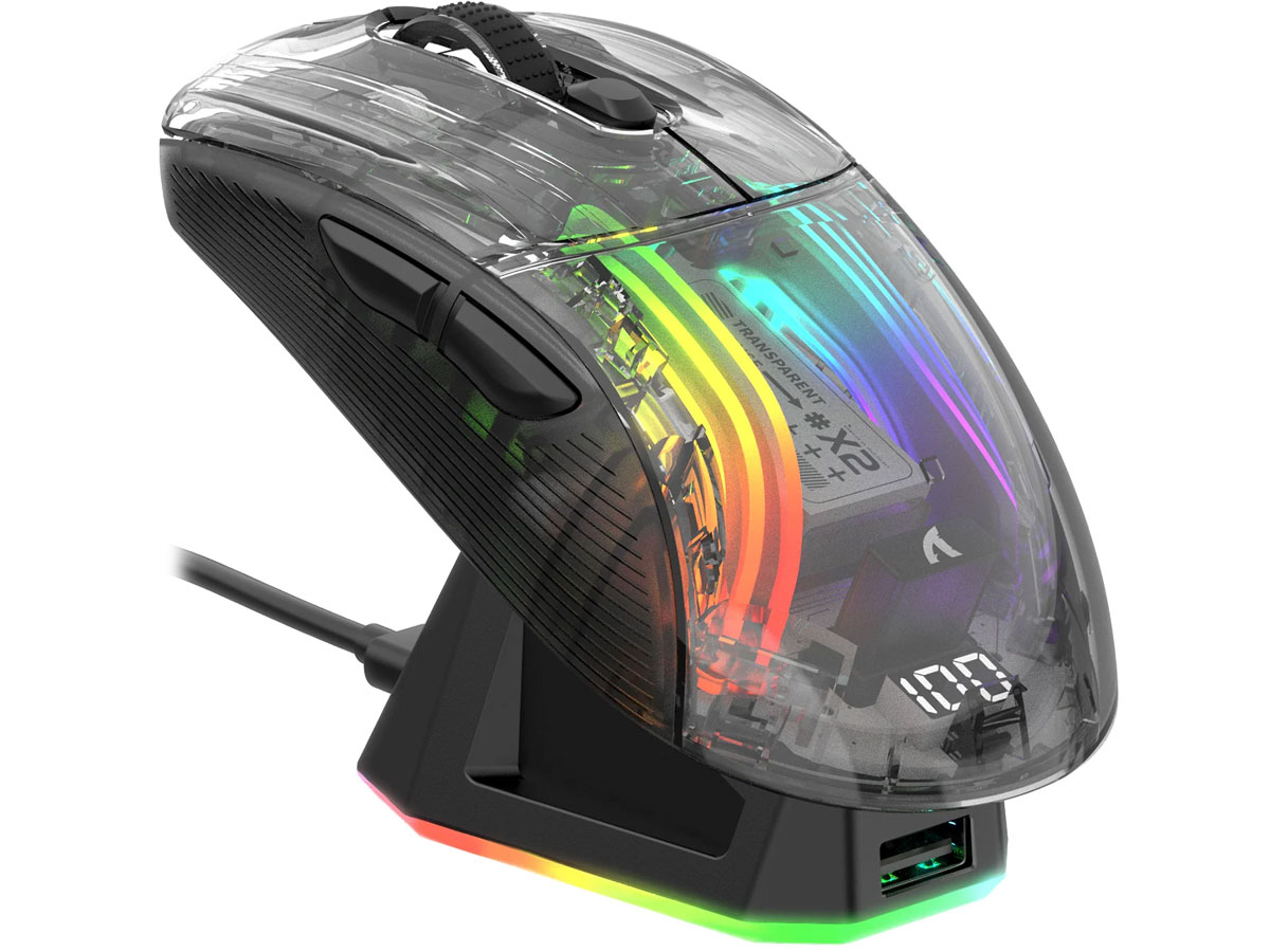 Attack Shark X2PRO schwarze-transparent Maus mit RGB-Beleuchtung