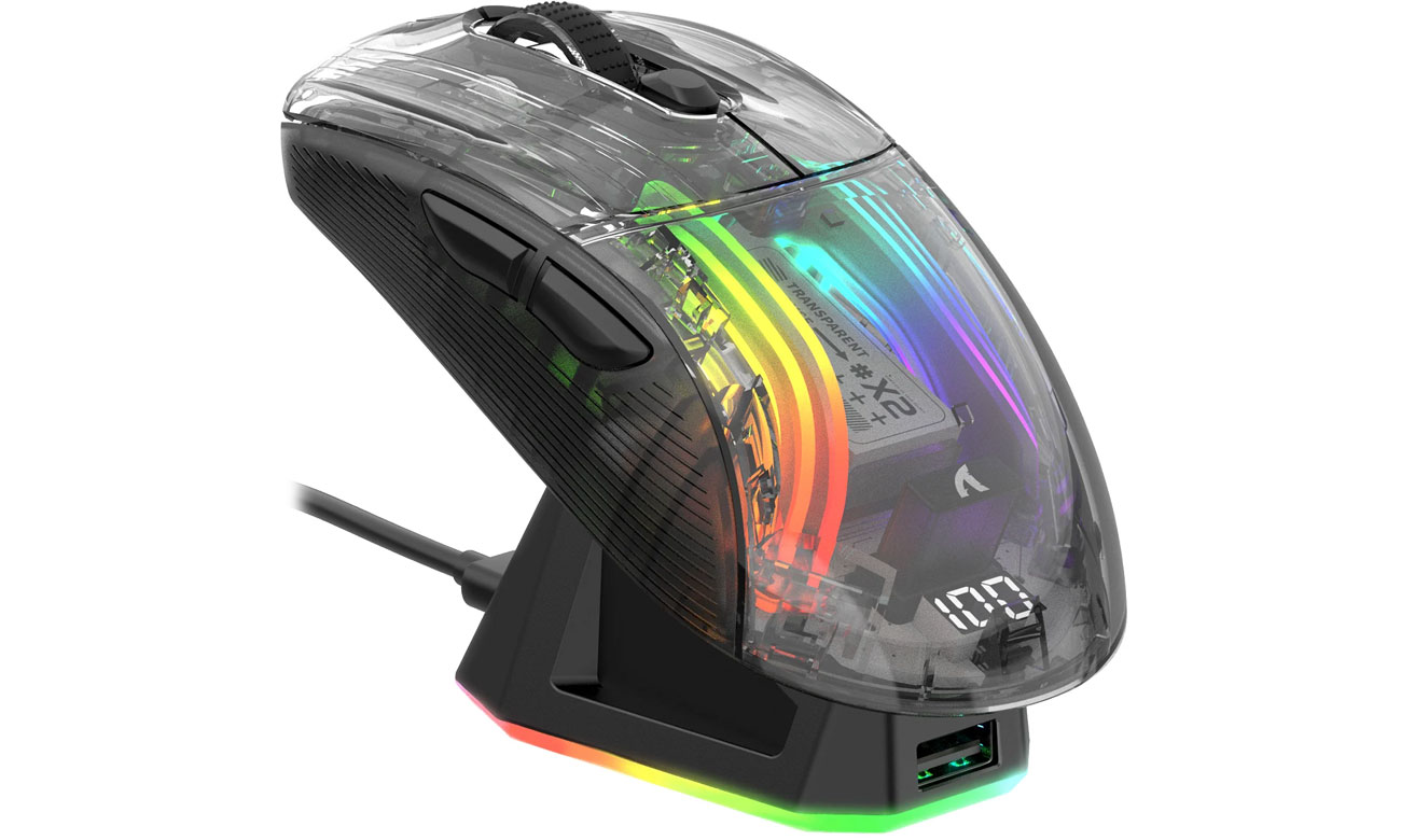 Attack Shark X2PRO schwarze-transparent Maus mit RGB-Beleuchtung