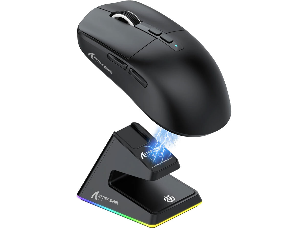 Attack Shark X6 schwarze Maus ohne Kabel mit Ladestation