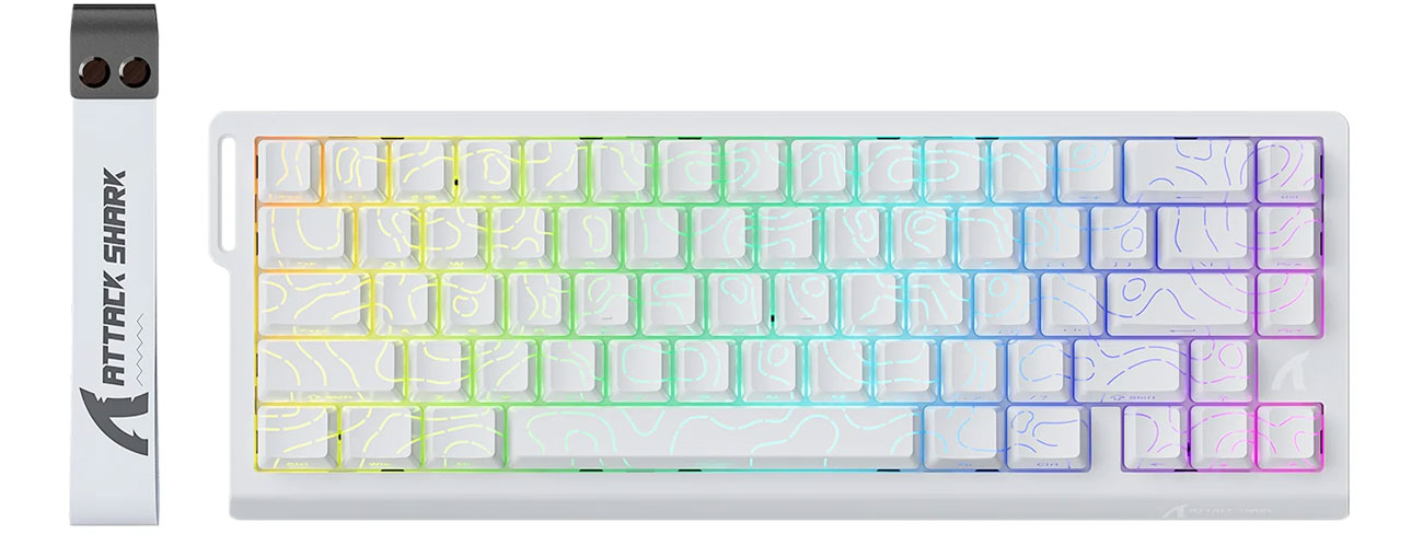 Attack Shark X68 HE weiße Gaming-Tastatur mit PORON-Schaum