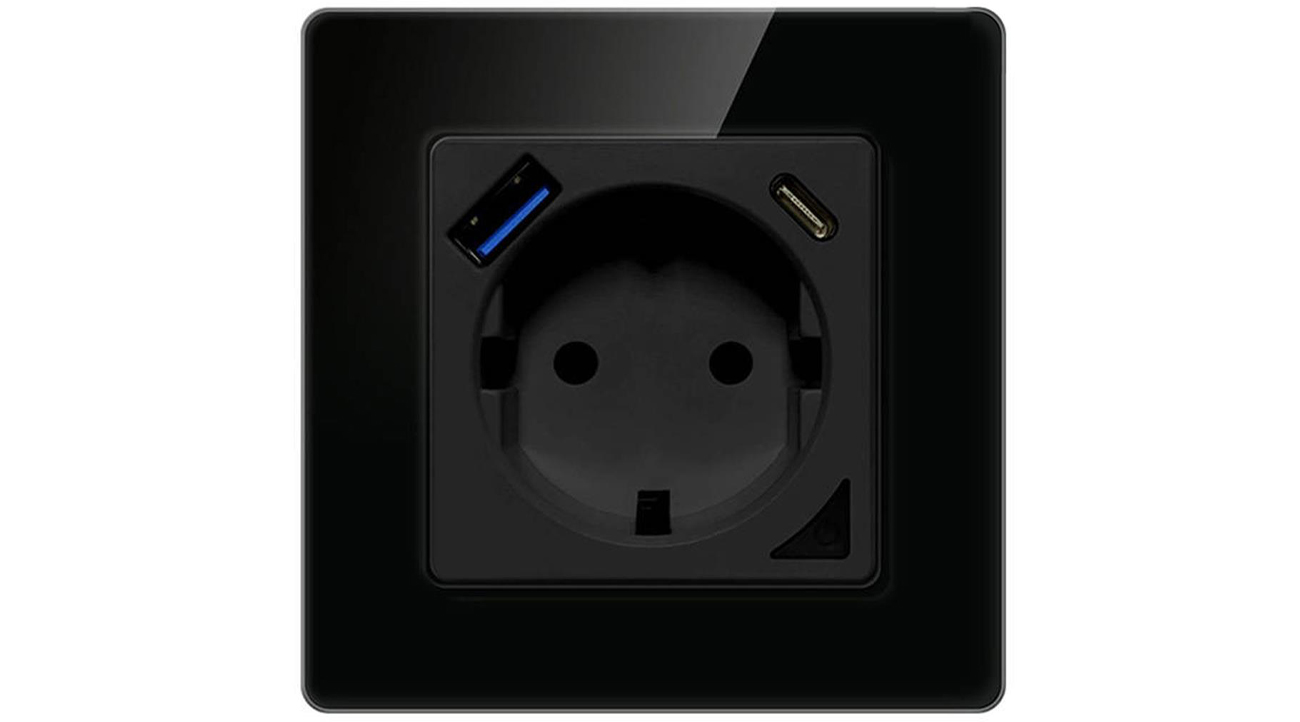 Intelligente WLAN-Steckdose Avatto mit USB und USB-C (schwarz)