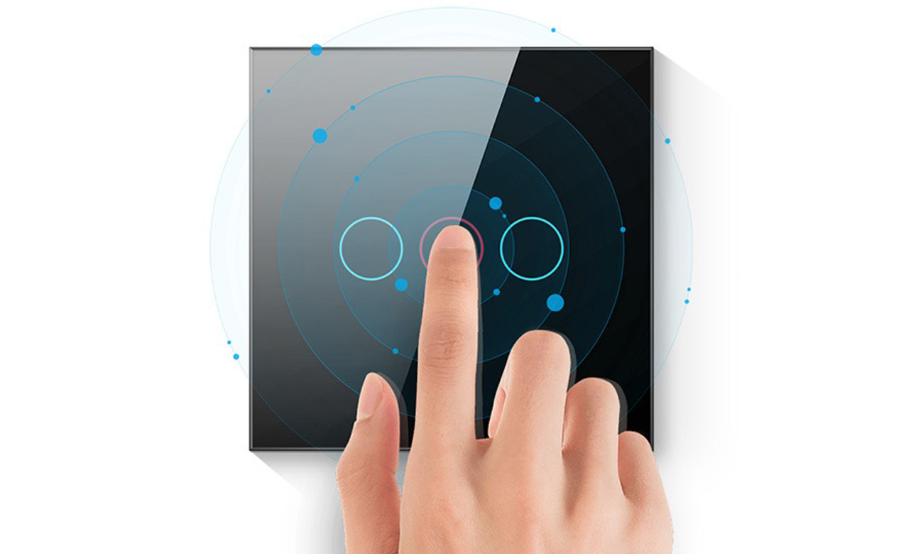 Einzelner Wi-Fi-Touch-Lichtschalter Avatto TS02-EU-B1 TUYA Schwarz - Einfache Installation und Bedienung