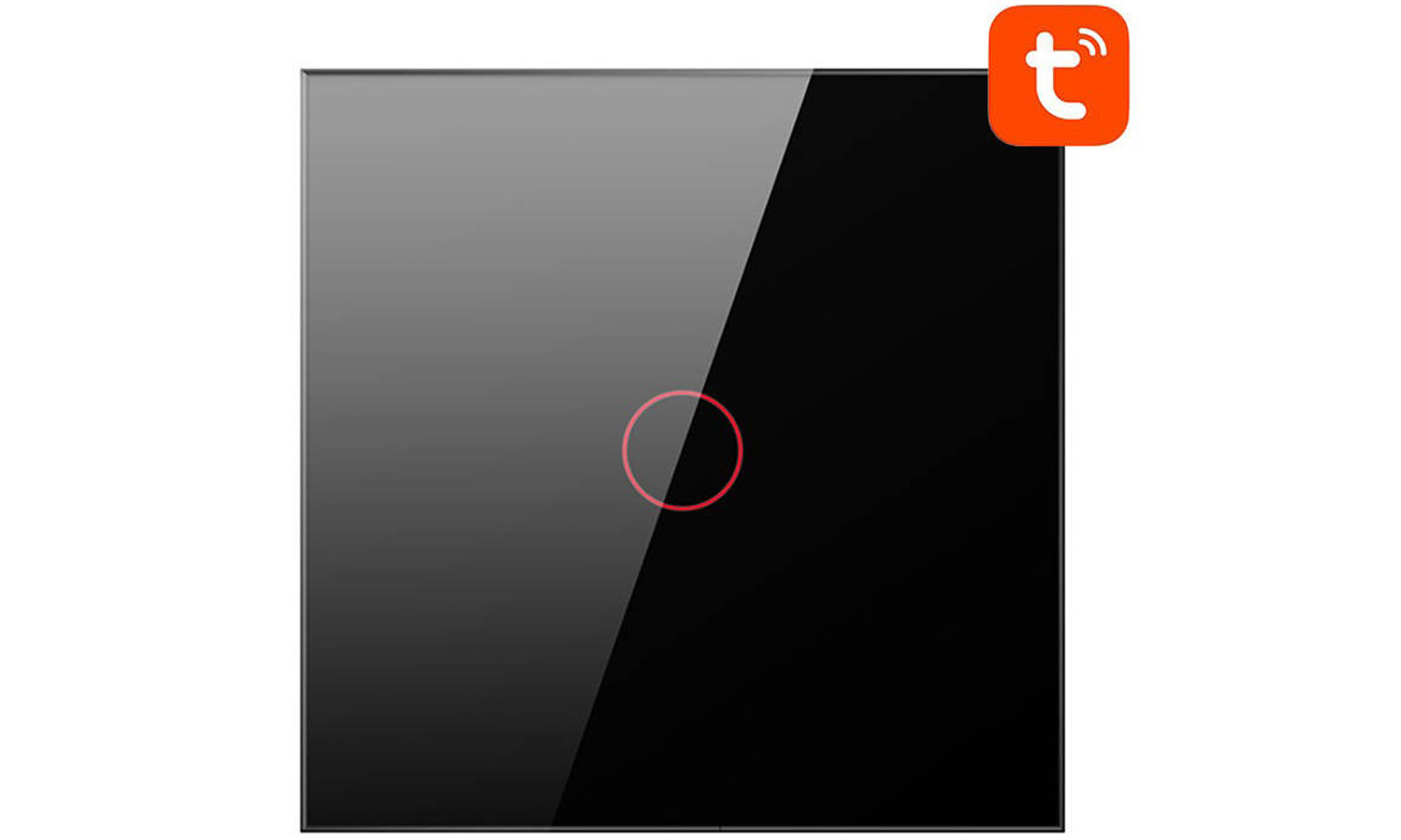 Einzelner Wi-Fi-Touch-Lichtschalter Avatto TS02-EU-B1 TUYA Schwarz - Vorderansicht