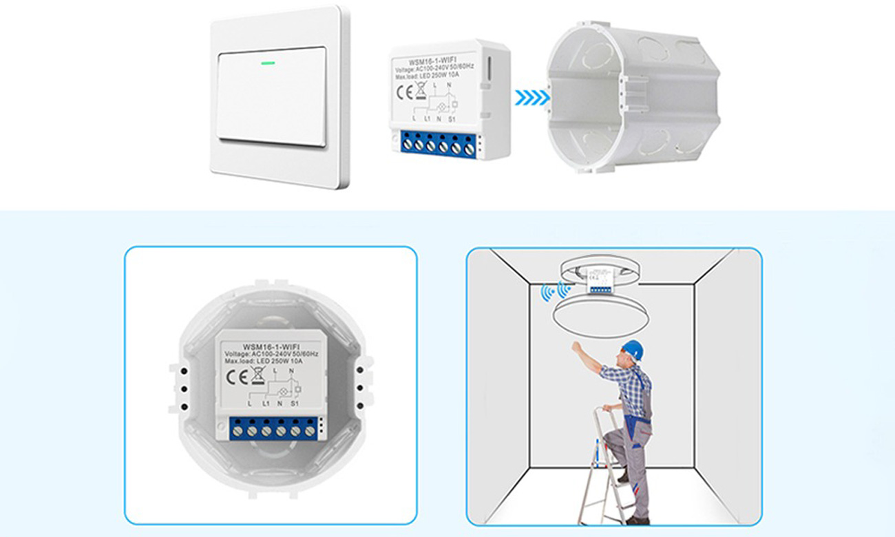 Intelligenter Unterputz-Wi-Fi-Schalter Avatto WSM16-W2 TUYA - Problemloser Einbau