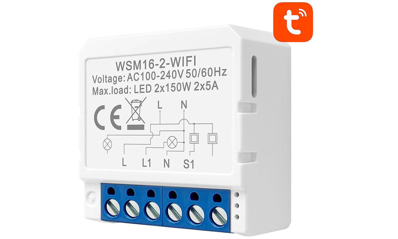 Intelligenter Unterputz-Wi-Fi-Schalter Avatto WSM16-W2 TUYA - Vorderansicht im Winkel