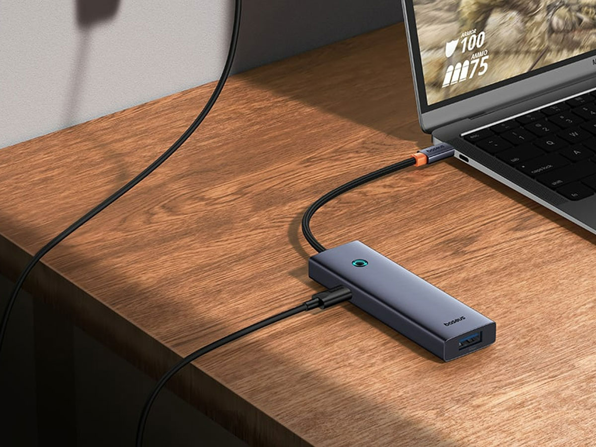 Baseus 5-in-1 UltraJoy 5-Port (4xUSB 3.0, PD) Grau