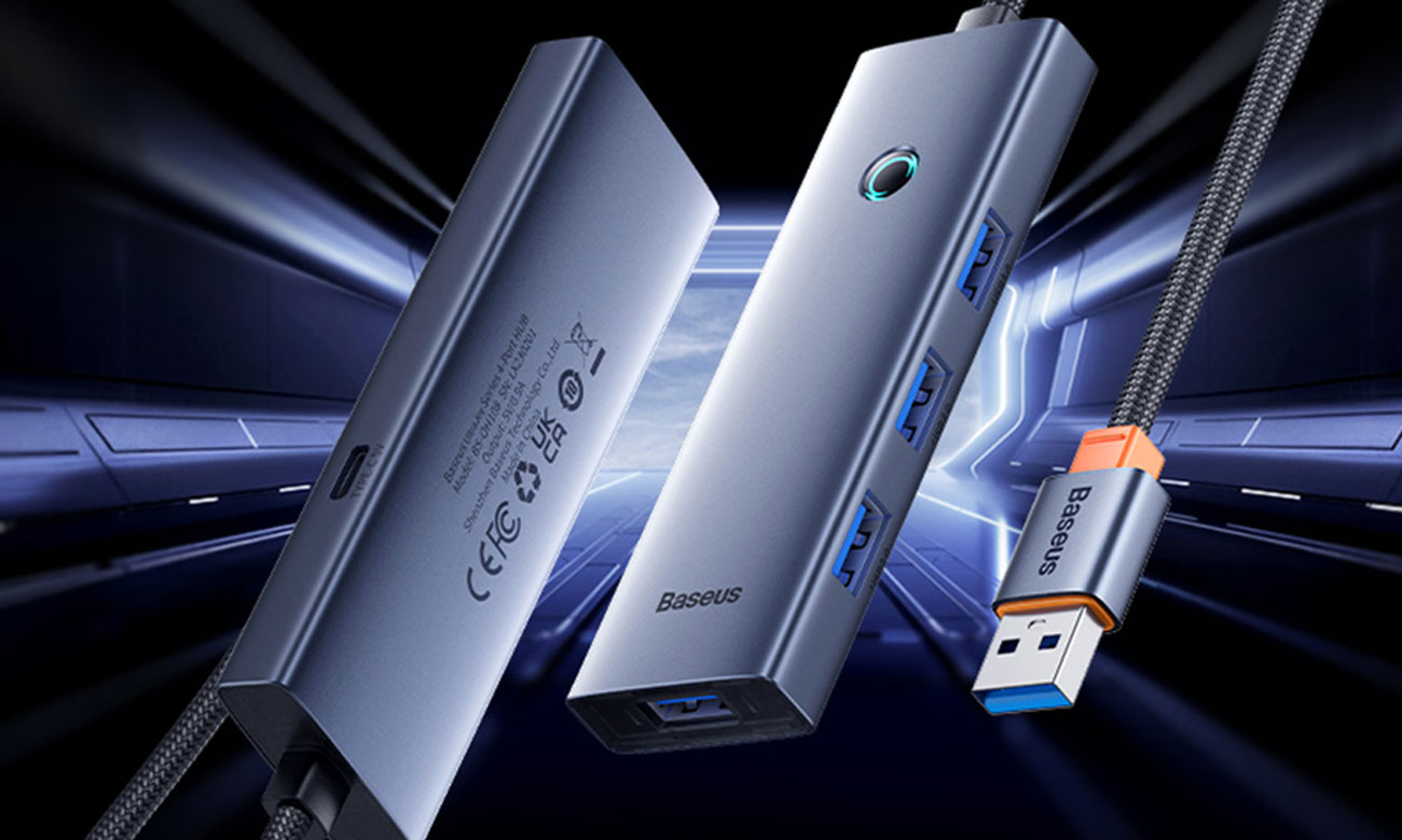 Baseus UltraJoy Series Lite 4-Port 50cm (USB - 4xUSB3.0, Grau)