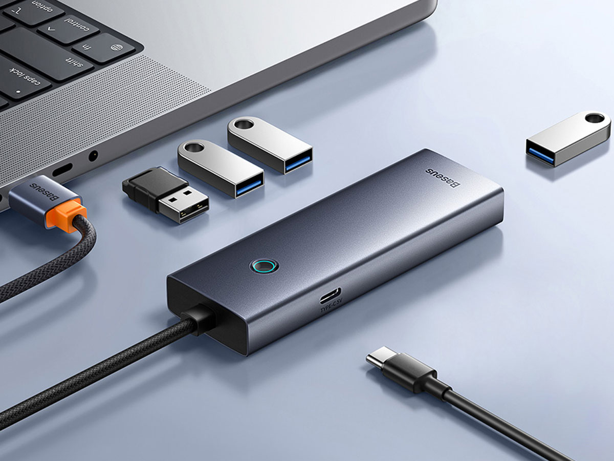 Baseus UltraJoy Series Lite 4-Port 100 cm (USB - 4x USB3.0, grau)