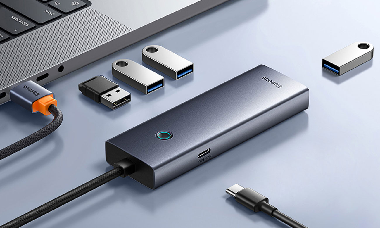 Baseus UltraJoy Series Lite 4-Port 100 cm (USB - 4x USB3.0, grau)